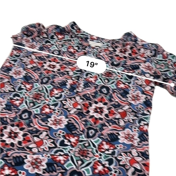 Loft long Sleeve multi color Mosaic floral Print Shift Dress Size small - Picture 4 of 11